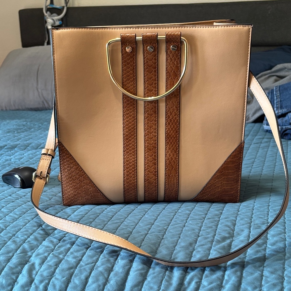 Neiman Marcus Tan and Brown Crossbody Bag